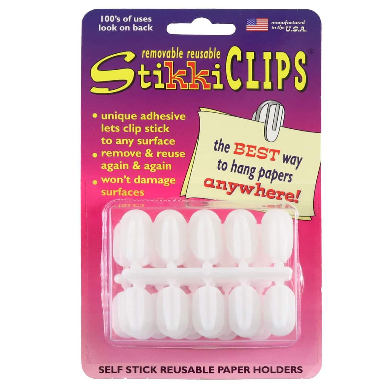 Surebonder® StikkiCLIPS™ White Self-Stick Reusable Paper Holders